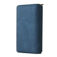 thumbnail image 7 of K-Lion for Moto G Power 2021 ,Retro Classic PU Leather Zipper Card Slots Kickstand Wallet Flip Case Shockproof Full Body Phone Cover with Wrist Strap for Moto G Power 2021,Blue, 7 of 7
