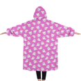 thumbnail image 2 of Oversized Wearable Blanket Hoodie,Cute Halloween Ghosts Pattern Sherpa Blanket Hoodie with Super Pockets,Super Warm Fuzzy Pullover for Women & Men, 2 of 6
