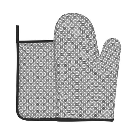 

Gaeub Gray Plaid Print Oven Mitts and Pot Holders Sets of 2 Heat Resistant Pad Cooking Gloves for Baking BBQ Home Decor