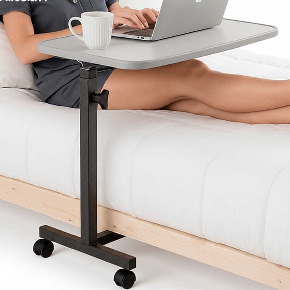 Vive Compact Overbed Table with Wheels – Adjustable Hospital Bed Tray for Home Use, Bedridden, Elderly & Seniors – Height & Tilt Adjustable Table for Reading, Meals, or Laptop