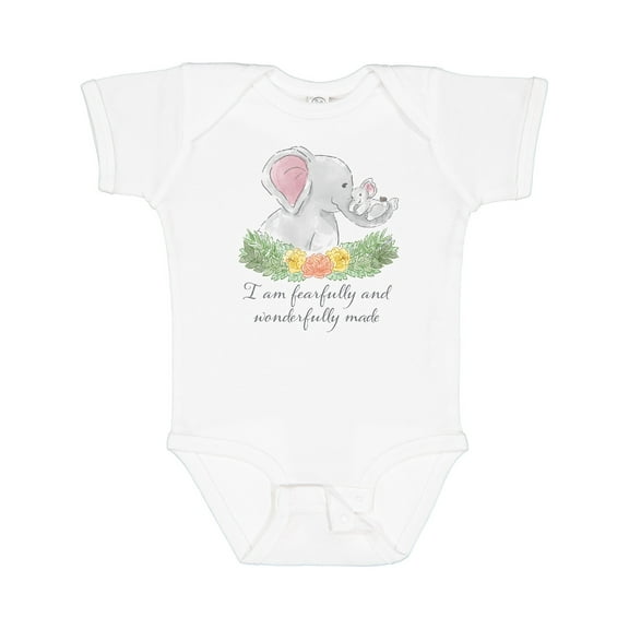 Inktastic I Am Fearfully and Wonderfully Made Cute Elephants Boys or Girls Baby Bodysuit