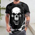thumbnail image 6 of Yopmin Skull Shirts for Men Crewneck Graphic Short Sleeve T-Shirt Gothic Skull Print Tops for Daily Wear Themed Party, 6 of 7