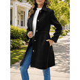 thumbnail image 3 of Women Classic Mid‑Length Lapel Coat Long Sleeve Button Front Casual Outer Coat, 3 of 6