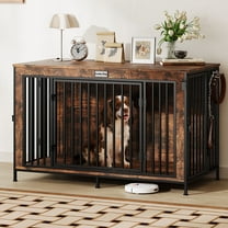 47 Inch Dog Crate Furniture, Large Dog Kennel & End Table, Sturdy Wooden Dog Cage TV Stand with Divider, Decorative Dog House for Medium to Large Dogs