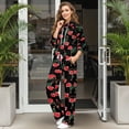 thumbnail image 3 of Xoenoiee Cherry Print Lounge Sets for Women 2 Piece Outfits with Long Sleeve Sweatshirt Tops and Wide Leg Sweatpants Tracksuit Set, Size XL, 3 of 7