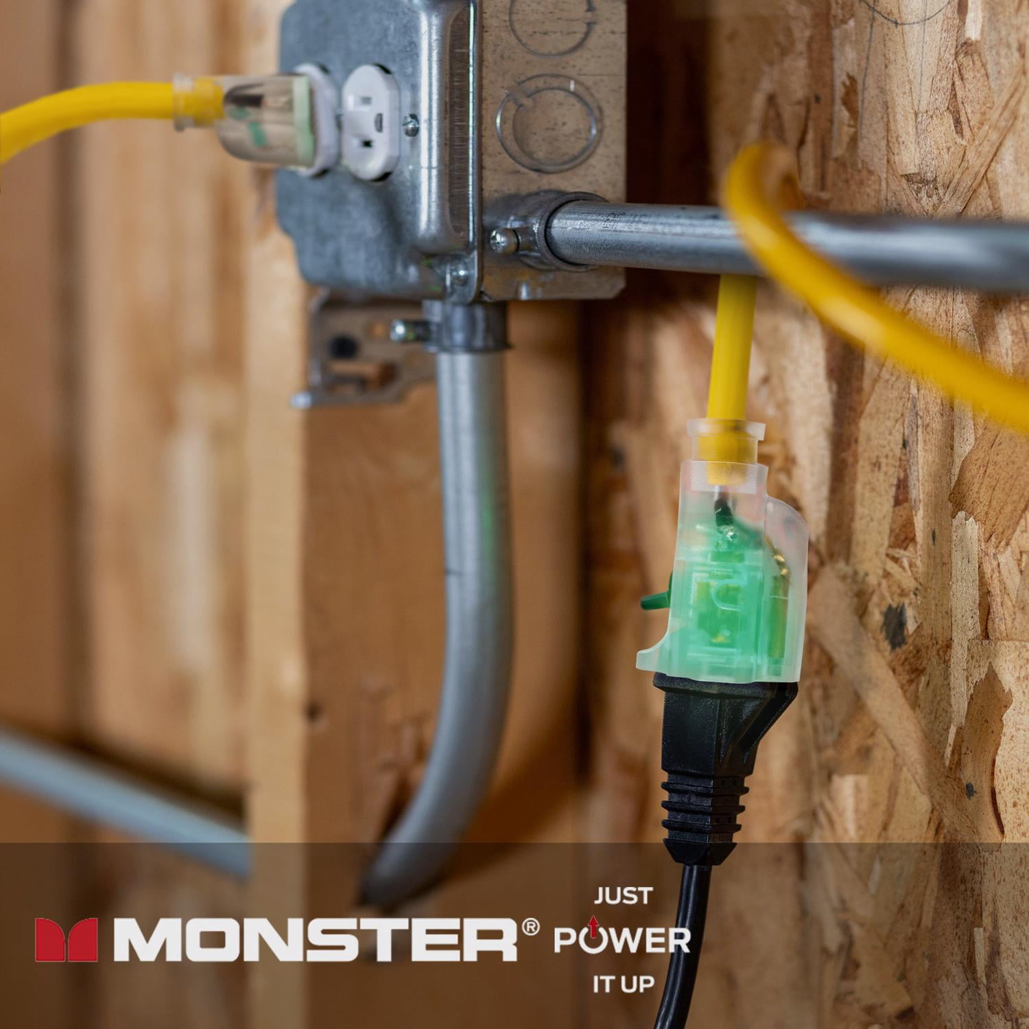 Monster Just Power It Up Outdoor 25 ft. L Yellow Extension Cord 14/3 SJTW
