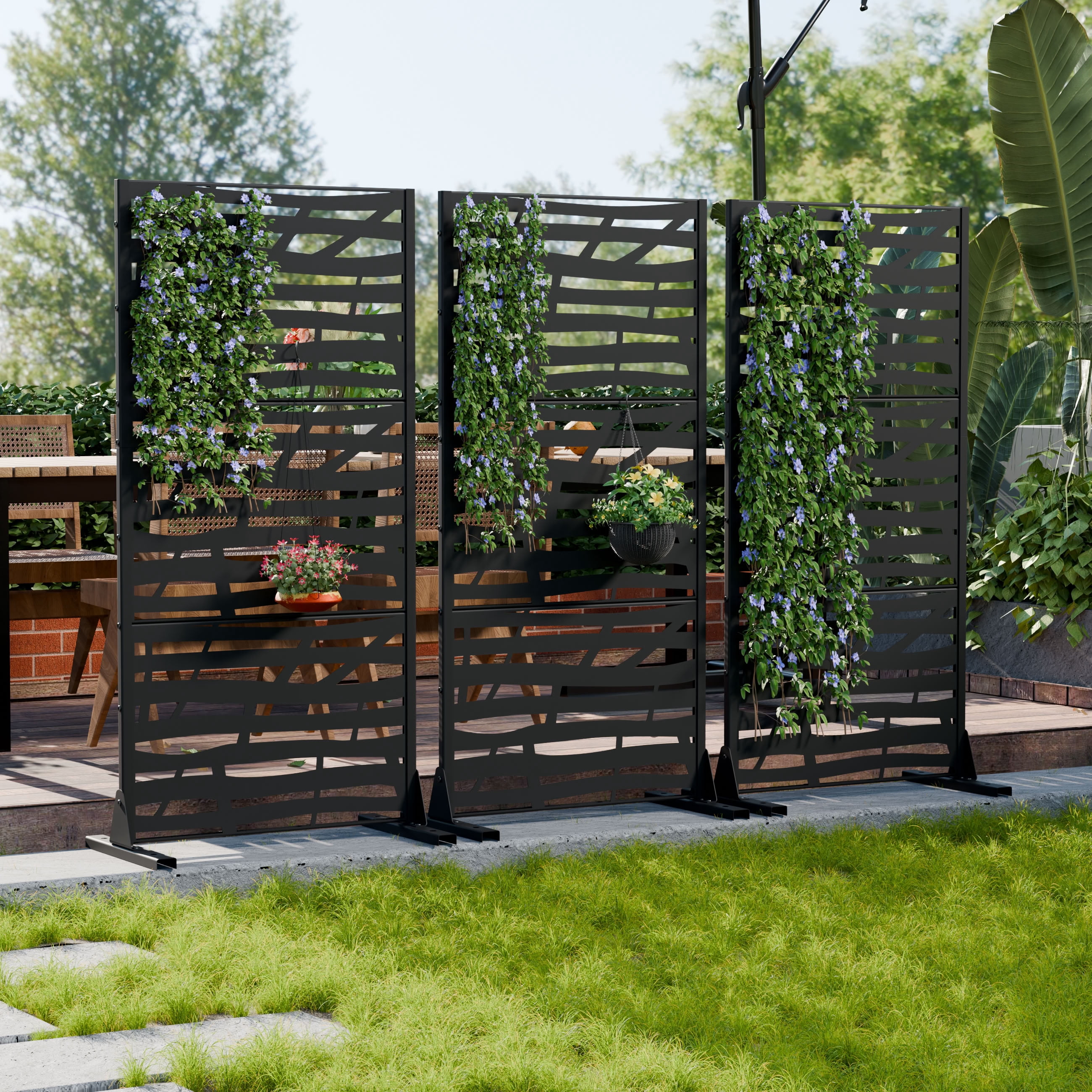 MAYEERTY 72*35in Outdoor Privacy Screen, UV Resistant Metal Privacy Fence, Privacy Panel for Patio, Balcony, Backyard, Garden