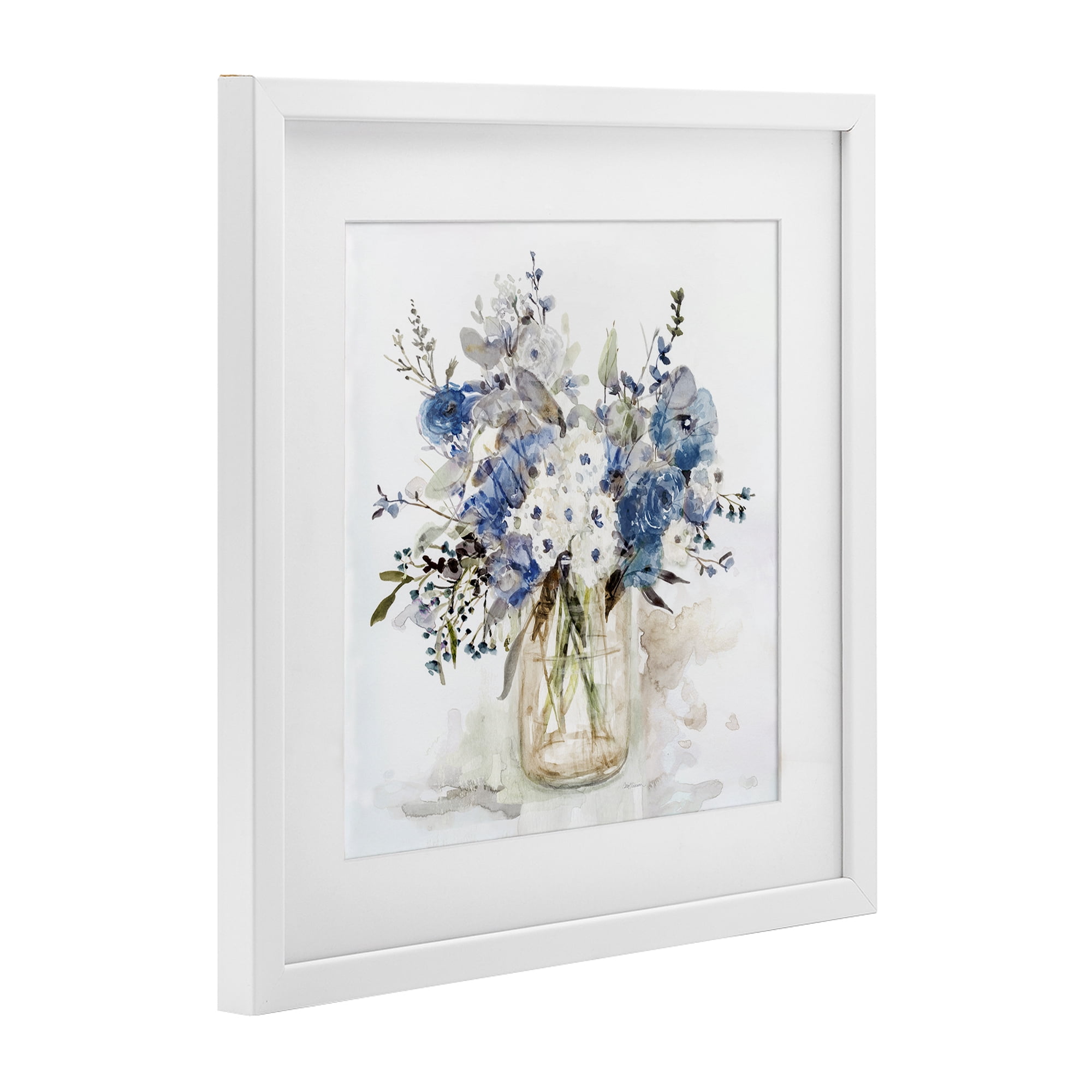 Stupell Industries Blue & White Spring Flowers White Framed Print Under Glass, design by Carol Robinson
