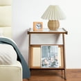thumbnail image 7 of Logianis Rattan Side Table Night Stand with Glass Top Small End Tables Bamboo Coffee Table 22"*17"*14" Brown, 7 of 7