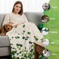 thumbnail image 6 of Throw Blanket Fleece Throw Blanket 50x60in, Irish St. Patrick's Day Green Luck Leaf Soft Lightweight Bed Blankets Vintage Linen Fuzzy Couch Blankets for All Season, 6 of 9