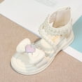 thumbnail image 2 of Zshosam Kids Sandals Girls Girls Sandals Shimmer Strapped Summer Flat Open Toe Ankle Sandals with Heel Zipper for Little Big Kids Size 2.5,(White Big Kids 2.5), 2 of 6