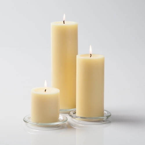 Richland Pillar Candles & Eastland Cylinder Holders Ivory Set of 3