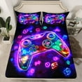 thumbnail image 2 of Erosebridal Purple Gamepads Sheet Set Twin,Video Game Bedding Sets Twin Size,Gradient Neon Twin Sheet Sets,Microfiber Gaming Room Decor,3pcs, 2 of 7