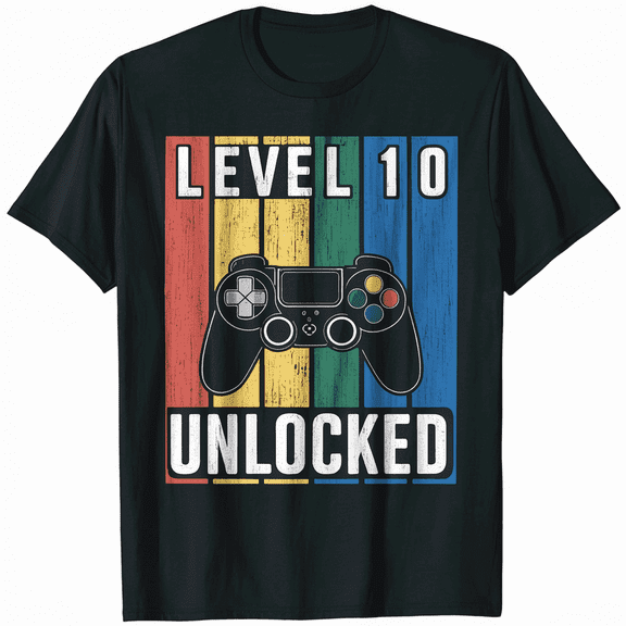10th Birthday Level 10 Unlocked Gaming Party T-Shirt