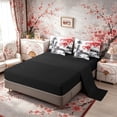thumbnail image 4 of Manfei Traditional Red Lantern Pagoda Twin Bedding Sets for Teens, Japanese Bridge Bedding Comforter Set, Black White Red, Black Reversible7-Piece, 4 of 6