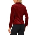 thumbnail image 3 of Blazer de terciopelo para mujer INSPIRE CHIC, color sólido, con solapa, de un botón, chaqueta de traje para el trabajo, talla XS, roja, 3 of 6