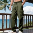 thumbnail image 5 of Yaoyar Utility Casual Pants for Men, Solid Color Elastic Waist Trousers with Drawstring and Multiple Pockets, Durable Daily Bottoms, 5 of 8
