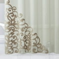 thumbnail image 3 of Dainty Home Natalie Linen Shower Curtain Linen Look With Velvet Scroll Designed Appliqué 70" x 72", 3 of 5