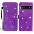 thumbnail image 6 of For Google Pixel 6A Case Bling Glitter Shiny Magnetic Closure Luxury PU Leather RFID Blocking Wallet Card Holder Hand Strap Folio Kickstand Flip Case Women Girls For Google Pixel 6A, Purple, 6 of 7