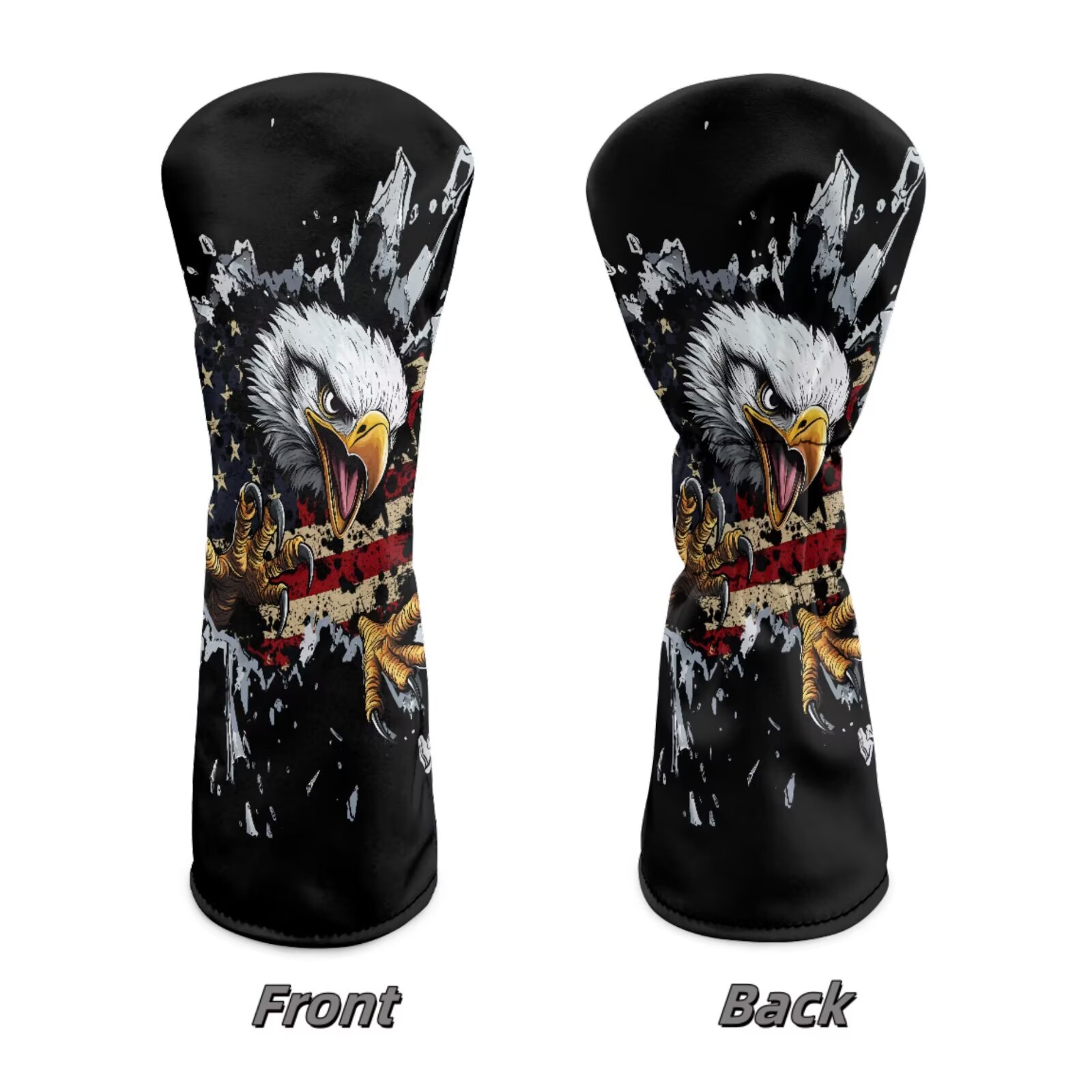 Uorisanigo 3pcs Golf Club Head Covers American Flag Bald Eagle Headcovers Set Includes Golf Driver Headcover, Fairway Wood Cover, Hybrid Cover, Golfing Accessories for Men Women