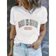 thumbnail image 1 of Camiseta informal de cuello redondo con estampado de letras - Manga corta para primavera y verano - Ropa de mujer, camisetas informales, 1 of 7