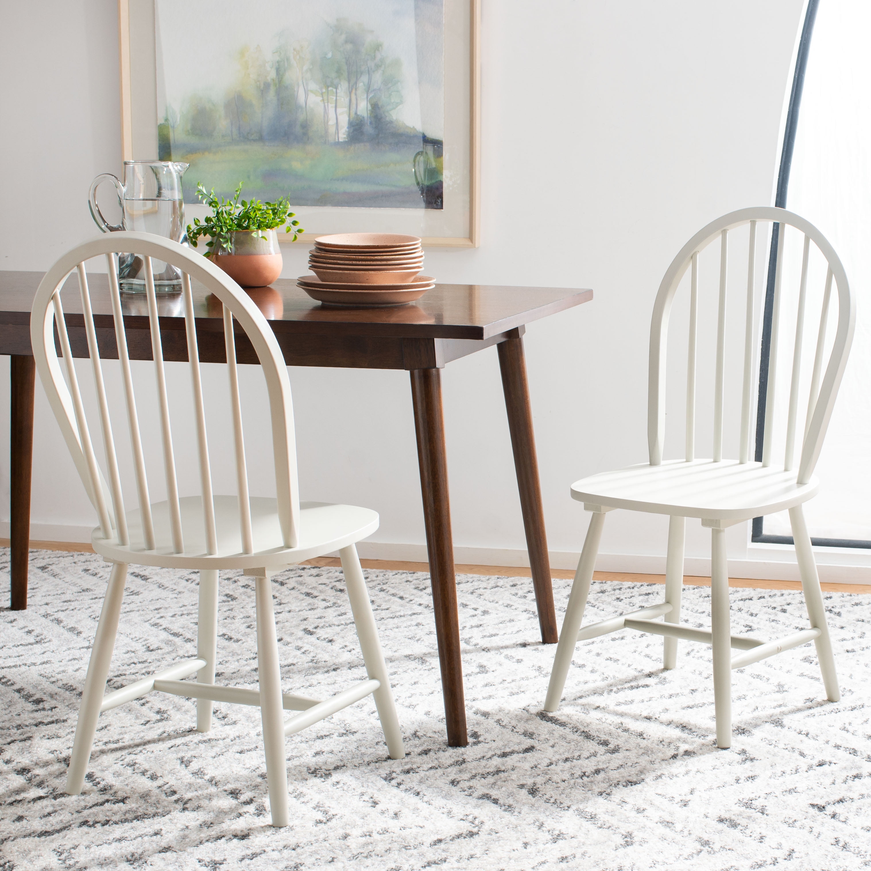 SAFAVIEH Camden Spindle Back Dining Chair, Off-White, Set of 2
