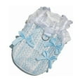 thumbnail image 3 of Small Dog Sweaters 1pc Elegant Blue/Yellow Bowknot Dog Dresses - Summer Mesh Vest with Lace RufflesBlue M, 3 of 3