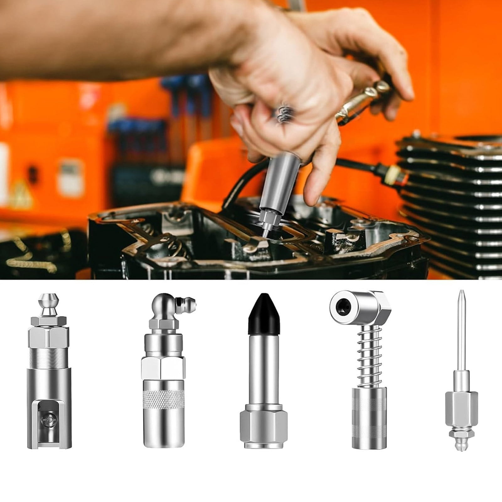 BELOWSYALER Grease Guns Coupler Adapter With Flexible Extension Hose for Efficient Lubrication Equipment Care Automotive Maintenance