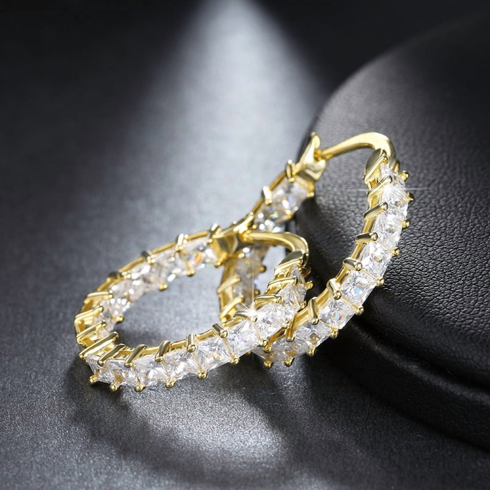 Hoop Earrings for Women Princess Cubic Zirconia White Gold Plated Ginger Lyne Collection