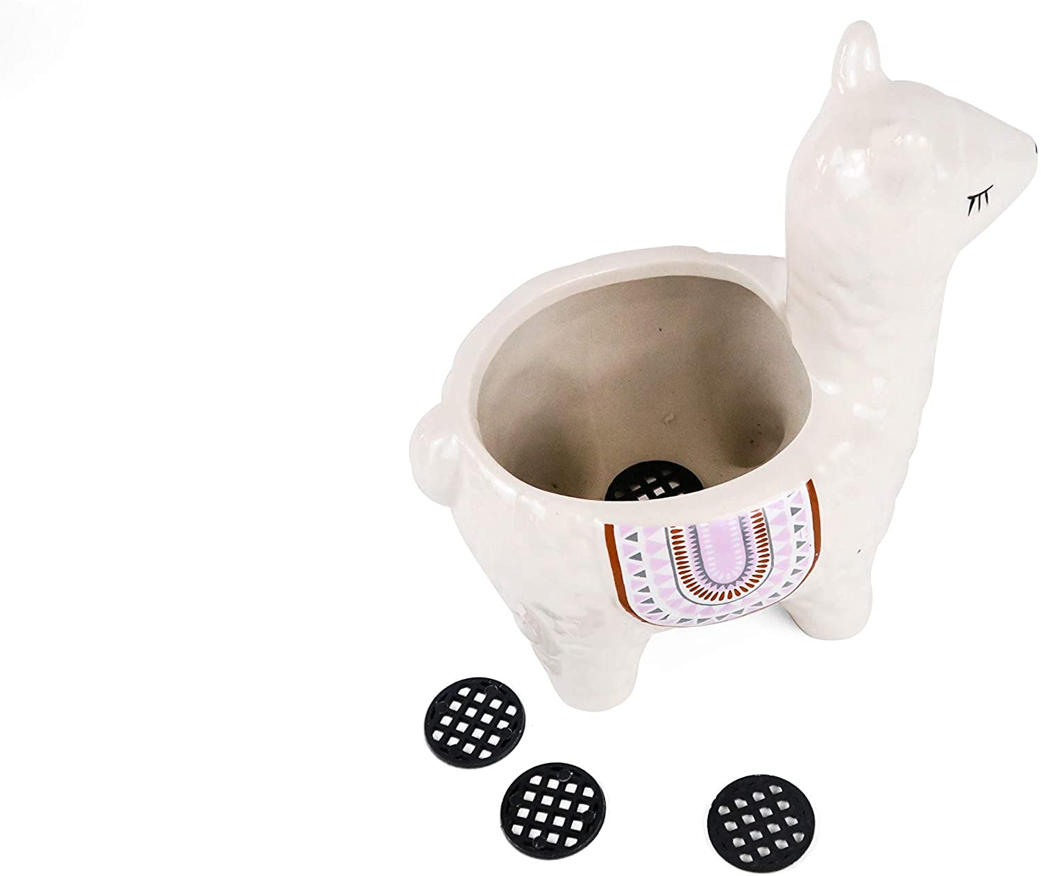 Cute Alpaca Succulent Pots, 4 Pc. Set, Decorative Ceramic Planters for Natural Indoor Gardens and Cacti, Colorful Office and Home Decor for Living Room, Kitchen, or Desk