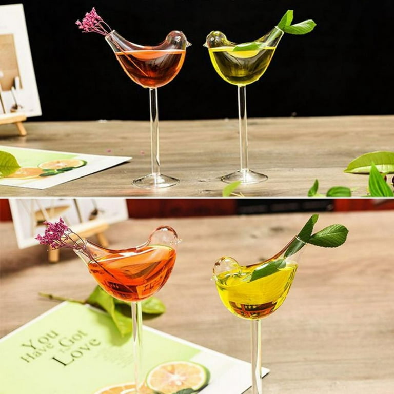 4 Pack Cocktail Glass Bird Glasses Bird Shaped Martini Glass Clear Wine  Glasses Goblet Coupe Glass 5 Ounce for Party Wedding Home Bar Club