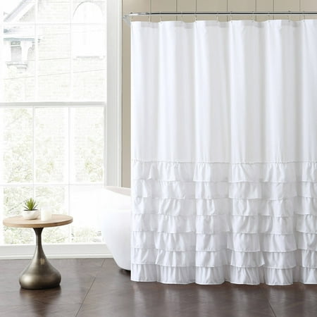creative bath ruffles white shower curtain 72 in.x 72 in