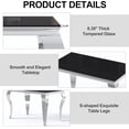 thumbnail image 3 of 47" Rectangular Glass Dining Table, 10mm Black Tempered Glass Top, S-Shaped Stainless Steel Legs, for Apartments & Small Spaces, 3 of 7