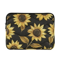 FORMRS 15-15.6 inch Laptop Sleeve Case Soft Carrying Quilted Computer Bag Cover, Black Sunflower Pattern