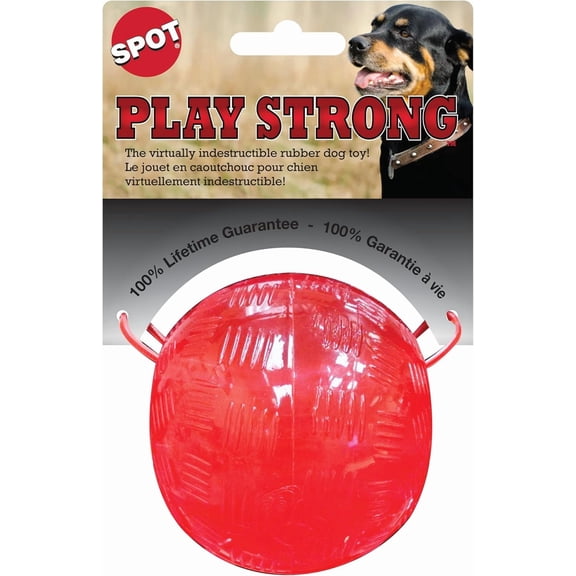 SPOT Play Strong Chew Toys for Dogs, Durable TPR Ball with Hollow Treat Center, Floating Design, for Dogs & Puppies up to 60lbs, 3.25", Red