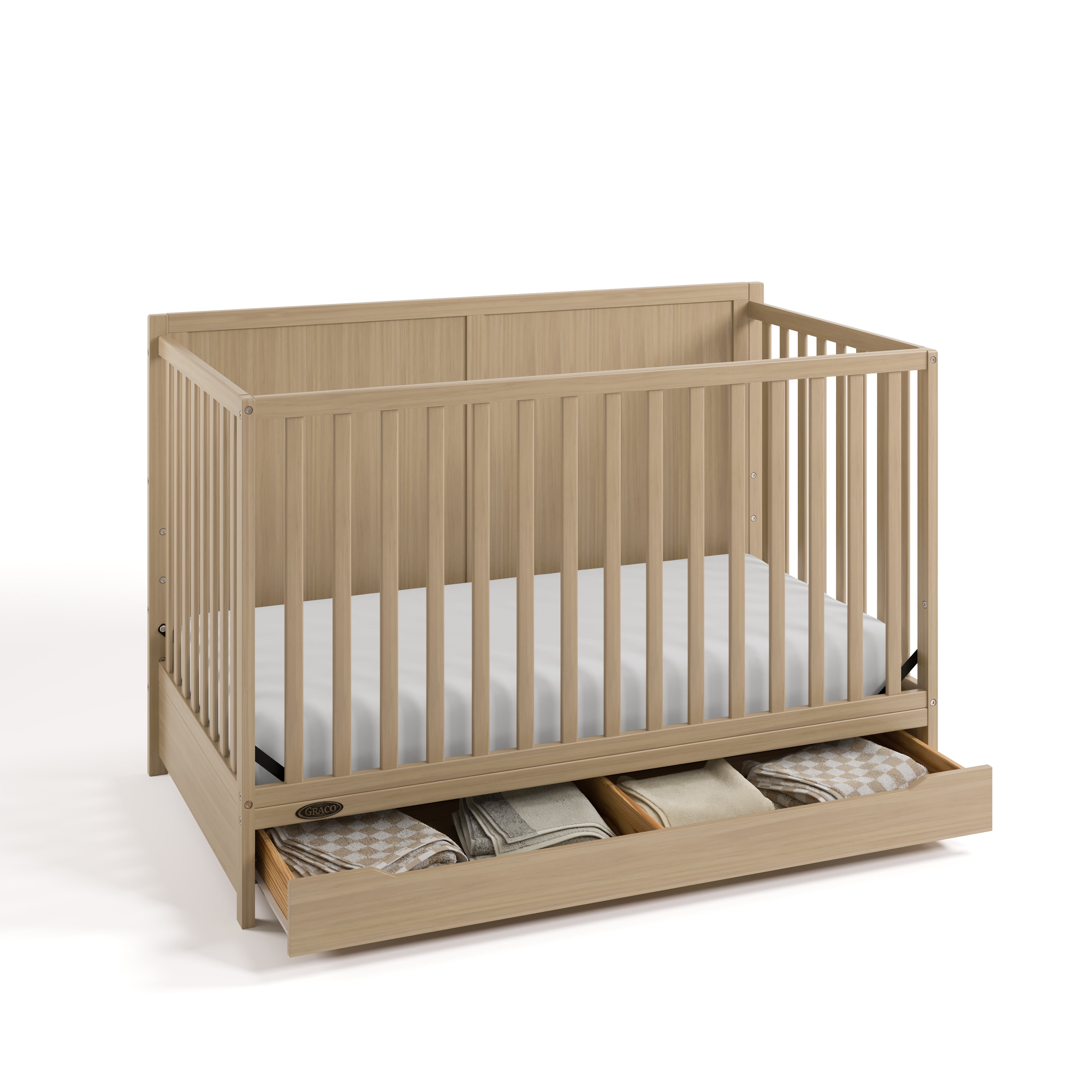 Graco Melrose 5-in-1 Convertible Baby Crib with Drawer, Driftwood