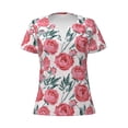 thumbnail image 2 of Uemuo Rose Flowers Drawing Women's Deep V-Neck Low Cut Tops - Casual Loose Fit with Stainless Steel Loop, Soft, Breathable, Perfect for Office, Travel, and Daily Wear-Small, 2 of 5