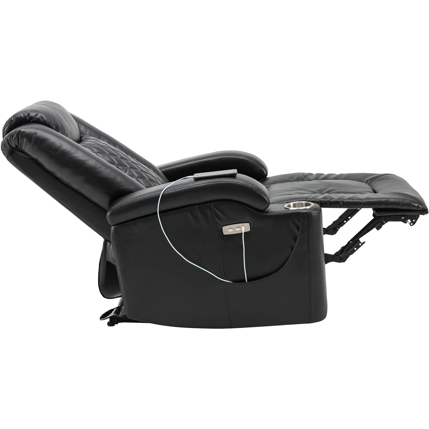 Kadyn Power Motion Recliner, Power Lift Chair with USB Charge Port and Cup Holder, PU Lounge Chair for Living Room, Black Kadyn Power Motion Recliner, Power Lift Chair with USB Charge Port and Cup Holder, PU Lounge Chair for Living Room, Black