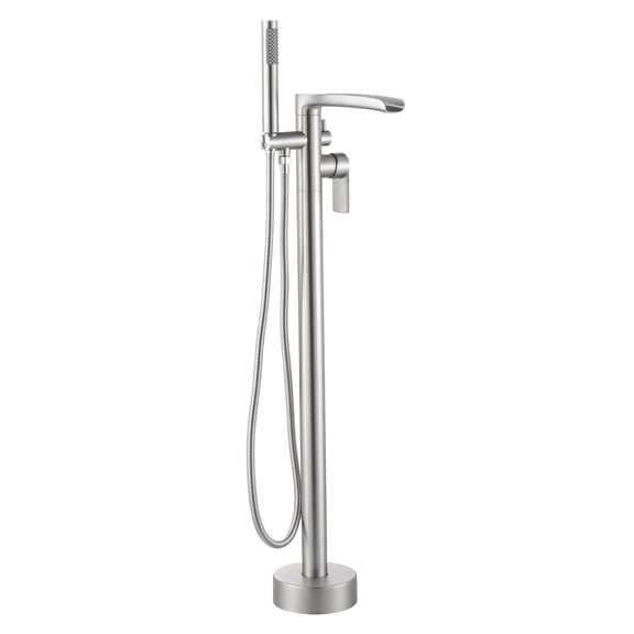 Wowow Single Handle Freestanding Tub Faucet with Hand Shower in Brushed Nickel