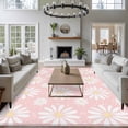 thumbnail image 3 of Large Area Rugs for Living Room Bedroom, Pink Daisy 5'x8' Rug Washable Carpet Runner Indoor Outdoor, Spring Floral Elegant Pastoral Botanical Non Slip Floor Mats Rug for Kitchen, Bathroom, 3 of 8