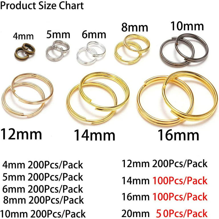 AGCFABS 200pcs/lot 4 5 6 8 10 20 mm Jump Rings Split Rings Connectors for  DIY Jewelry Finding Jump Rings for Jewelry Making Jump Rings for Keychains