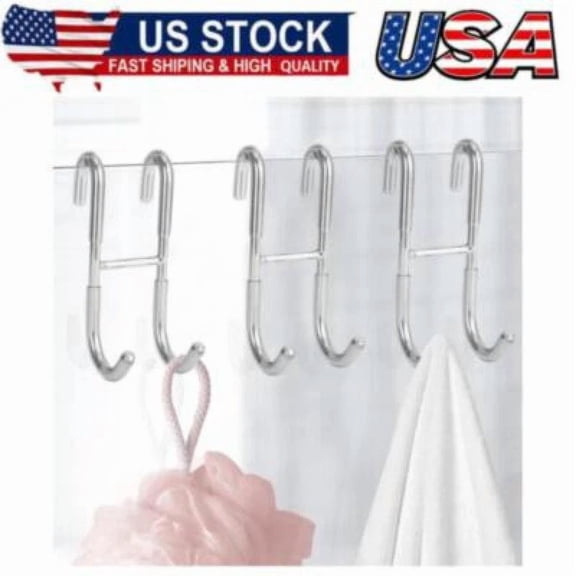 Bathroom Frameless Glass Shower Door Over Door Hooks (3-Pack), No Drill No Stick