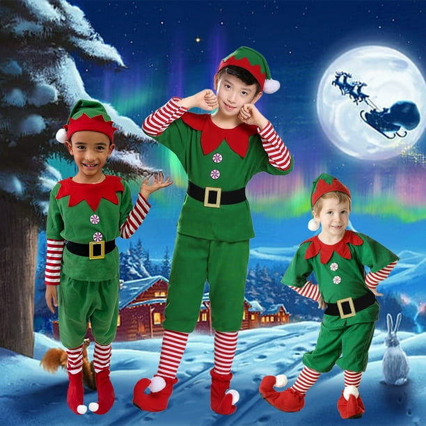 Niños vestidos de duendes de navidad sale
