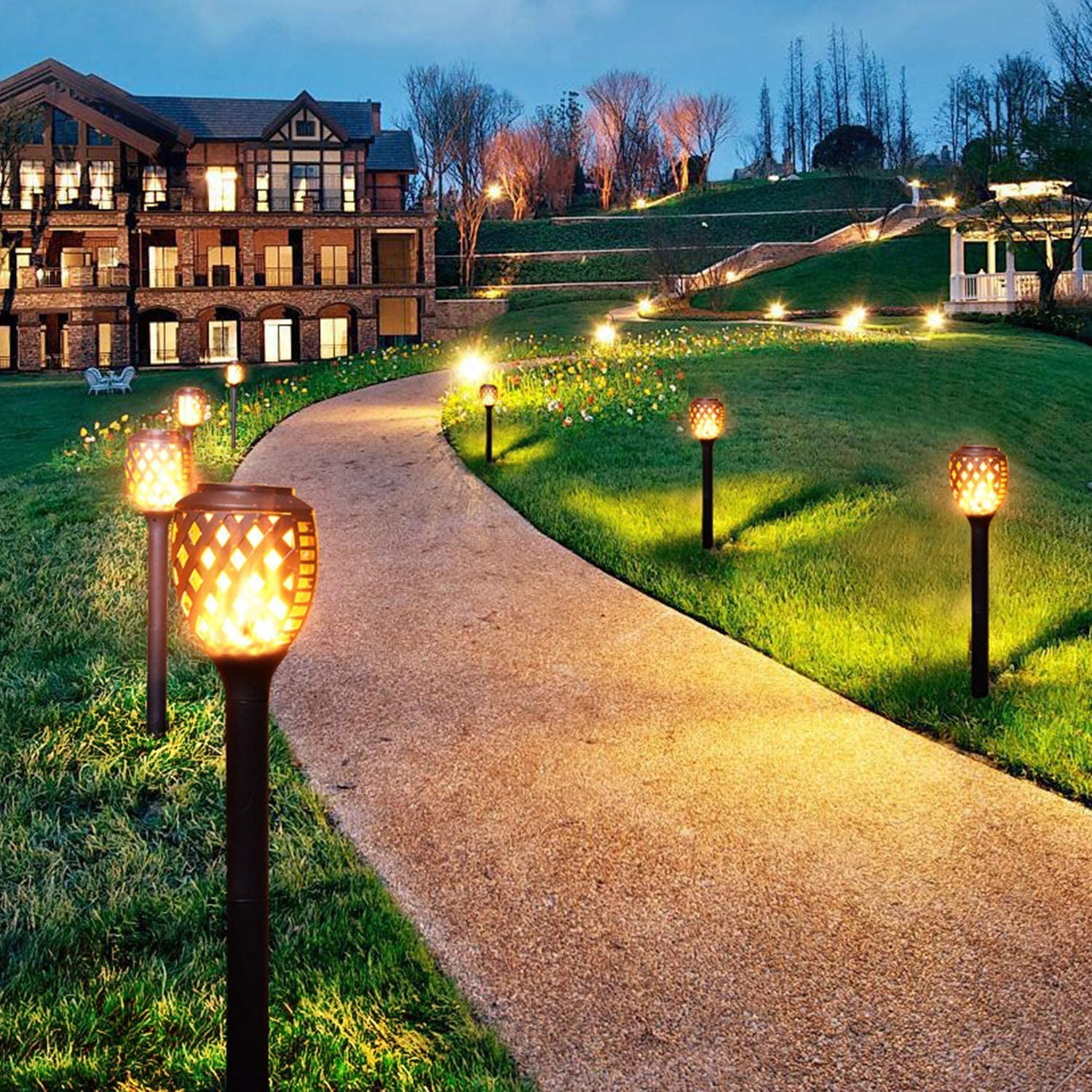 Grand Patio Outdoor 8 Packs Solar Lights, Water-Resistant Flickering Flames Torch Light, Landscape Decoration Lighting for Garden Yard