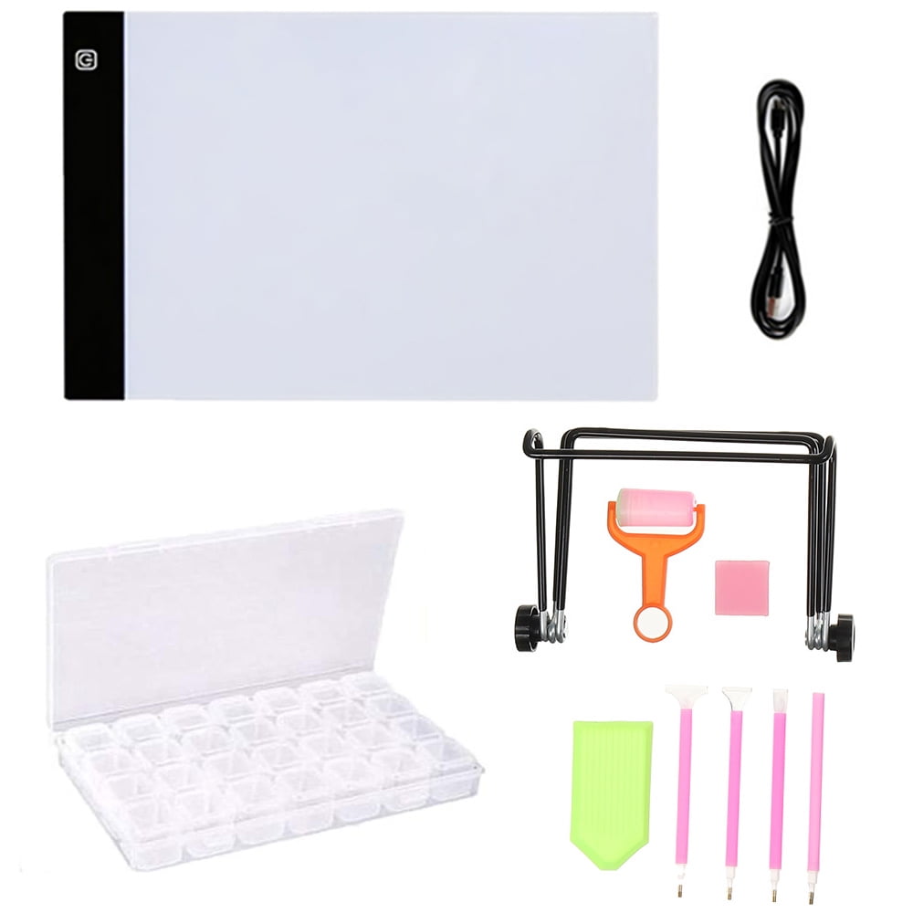 Diamond Painting Tools with Dimmable A4 LED Light Pad Board Adjustable Tablet Stand 5D Diamond Painting Pen Cross Stitch Accessories Kits for DIY Art Craft