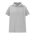 thumbnail image 4 of AherBiu Plus Size Tops for Women Half Button Lapel V Neck Short Sleeve Cotton Linen Shirts Lightweight Summer Casual Blouse, 4 of 7
