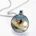 thumbnail image 2 of Surfing in Summer Women's Circular Glass Pendant Necklace - Elegant Jewelry for Women, 2 of 5