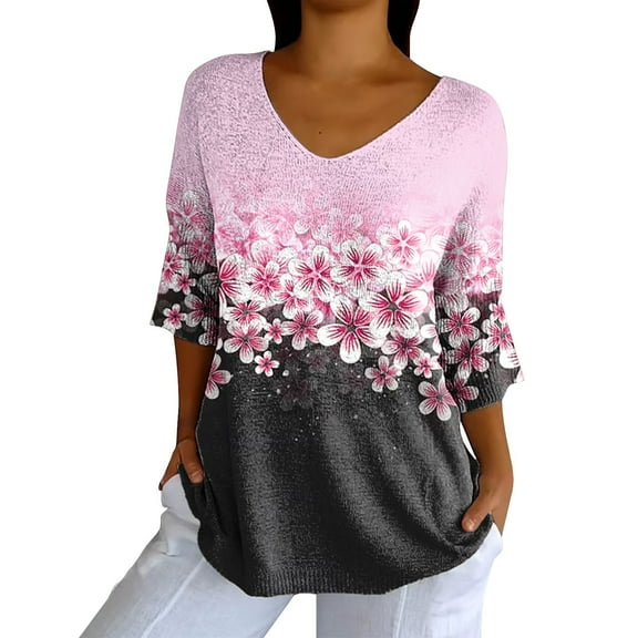 Shirts For Women Women's Breast Cancer Awareness Print Shirt V Neck T Shirt Womens Tops