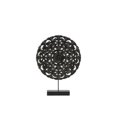 thumbnail image 1 of Ornement de Roue en Bois Rond à Motif Floral sur Support Rectangulaire, Petit, Noir, 1 of 1