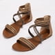 thumbnail image 4 of Sandalias planas romanas de verano con puntera abierta sandalias de playa con tiras zapatos para caminar para mujer, 4 of 9